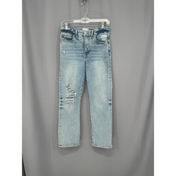 Good American Jeans Womens 8/29 Indego Distressed Straight Leg Stretch - Picture 1 of 16